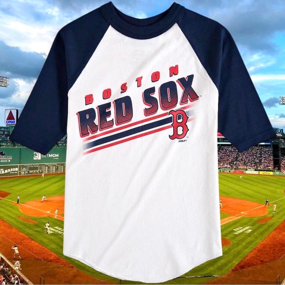 Brand NEW - Boston Red Sox Stitches 3/4 Sleeve Raglan Baseball Tee